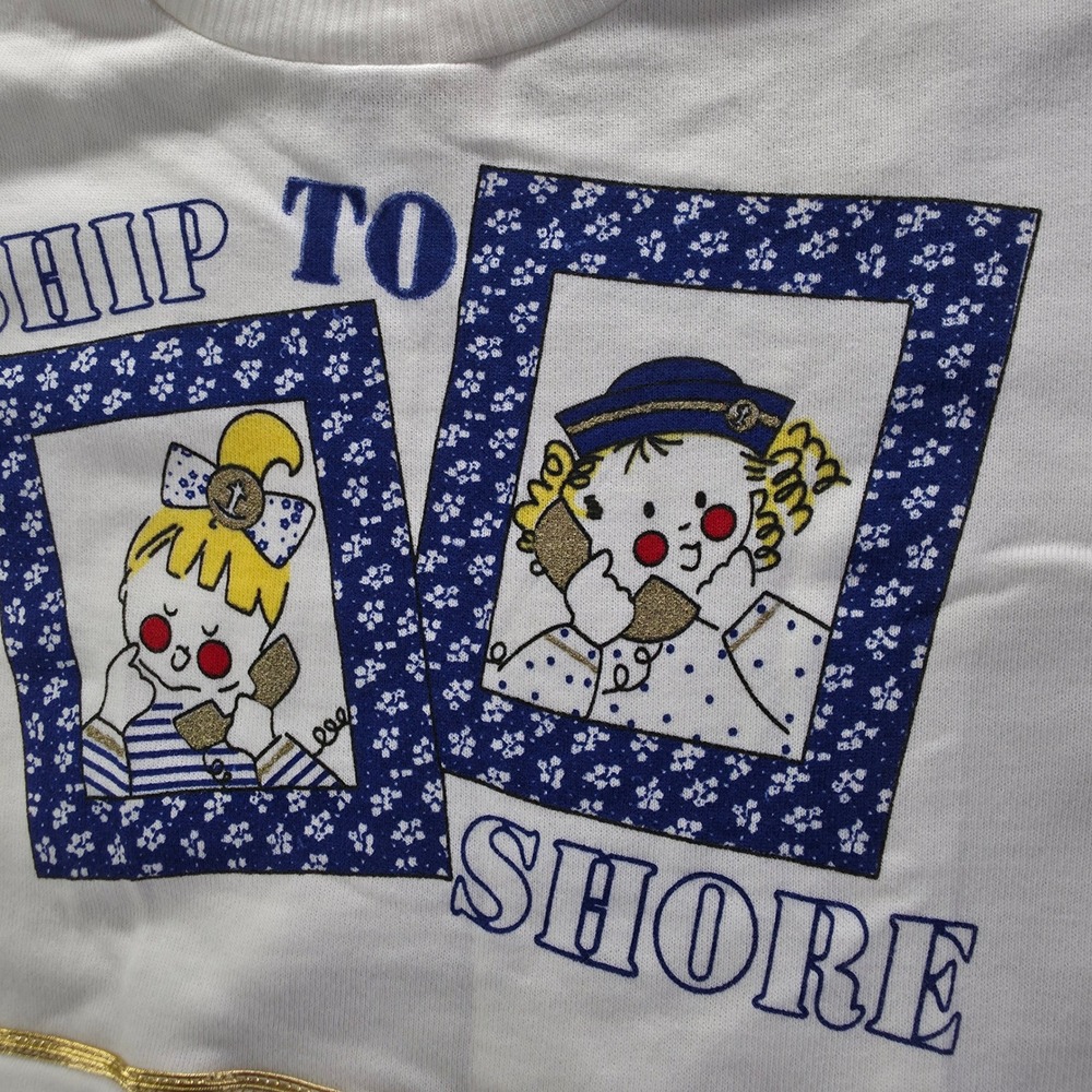 Vintage Carters Kids 6X Ship To Shore Nautical Sweatshirt Pants Set Blue White - Picture 3 of 13